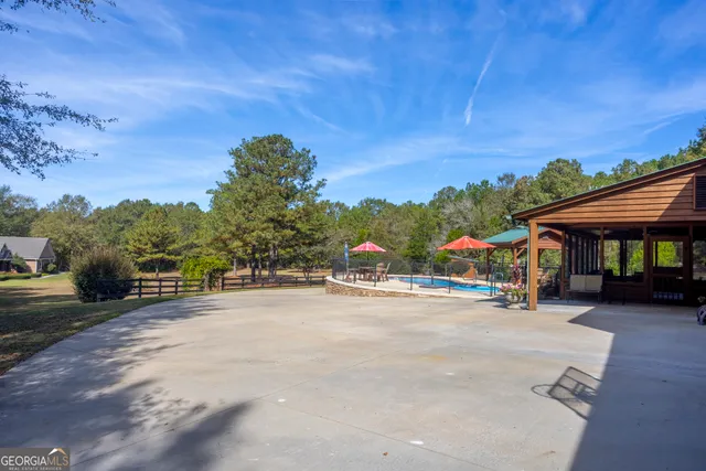 a view of a street with a building in the background