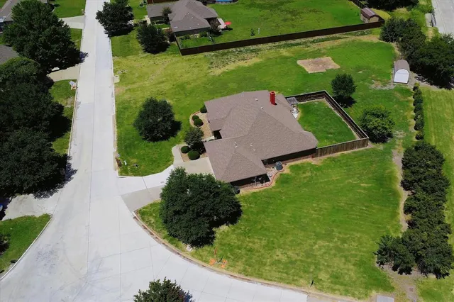 an aerial view of a house