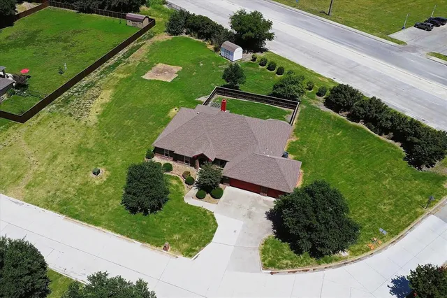 an aerial view of a house