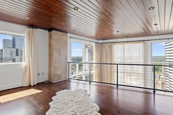 a view of livingroom with wooden floor