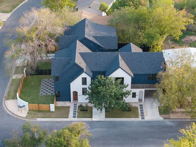 an aerial view of a house