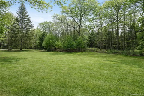 a backyard of a house with lots of plants and space
