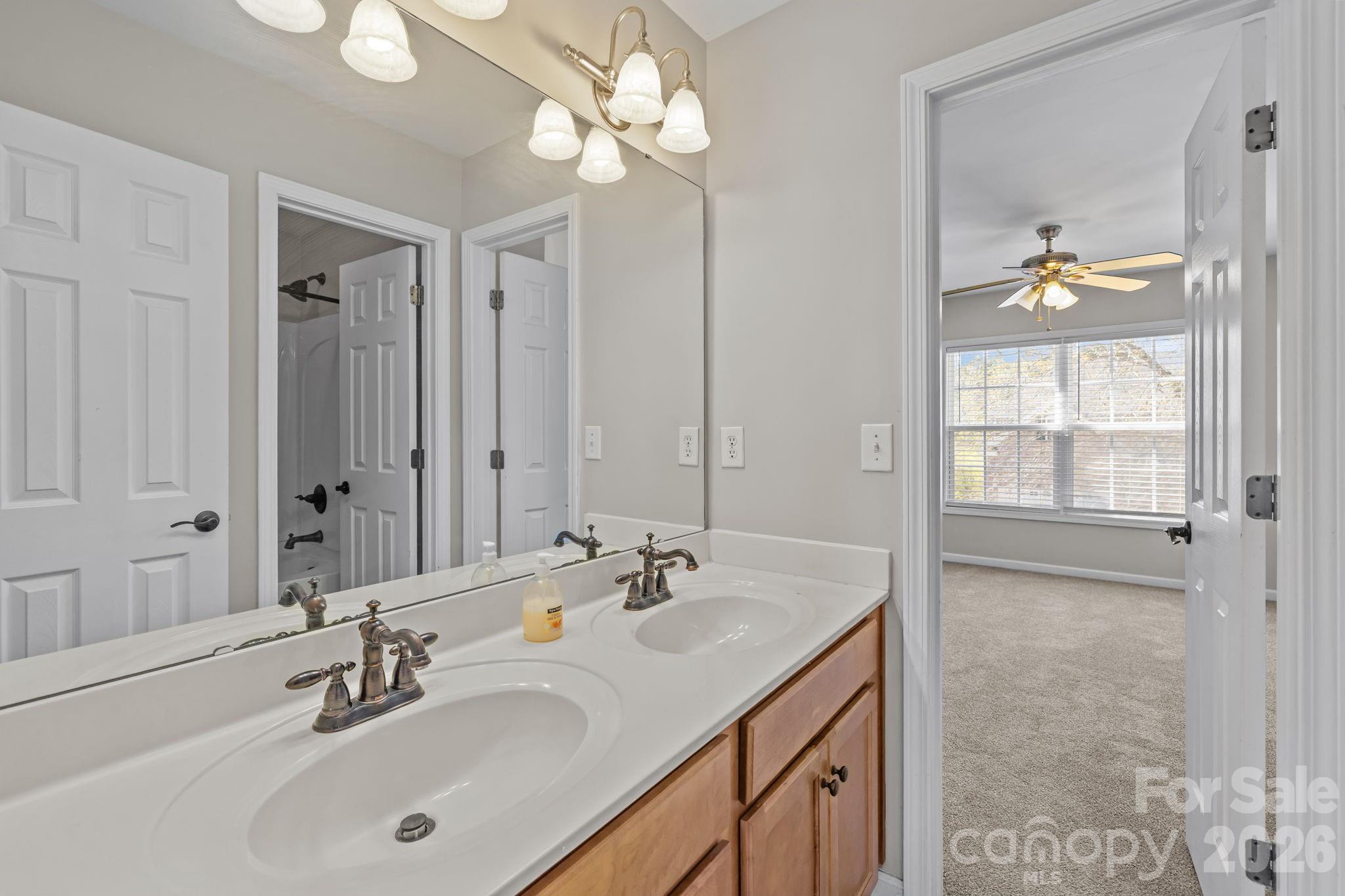 6226 Hermsley Road Charlotte, NC 28278 - Photo 39 of 47 a bathroom with a sink a vanity and a mirror