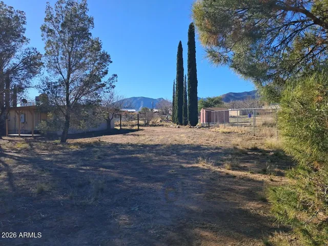 a view of a town with an outdoor space