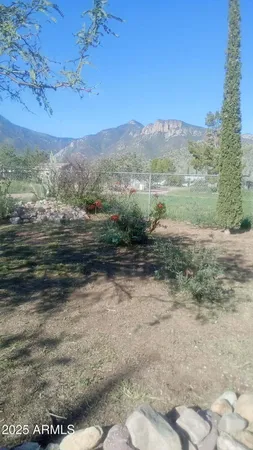 a view of a backyard of a house