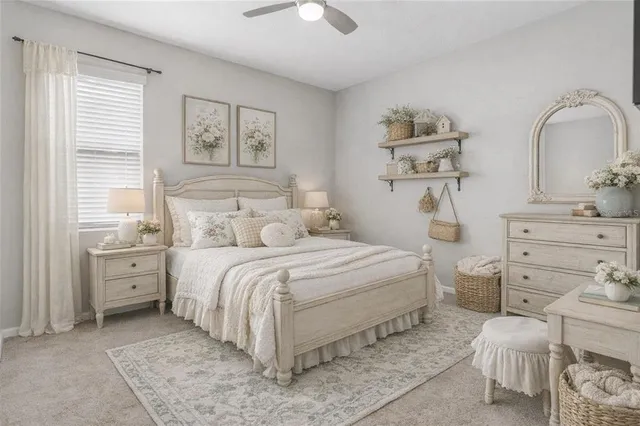a bedroom with a bed and closet