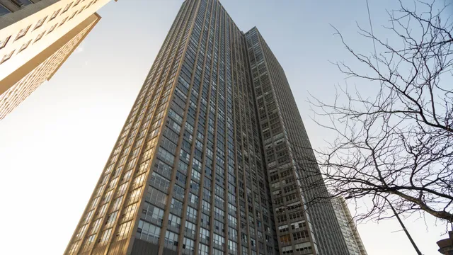 a view of a tall building