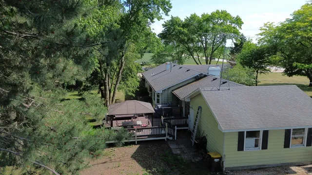 an aerial view of a house
