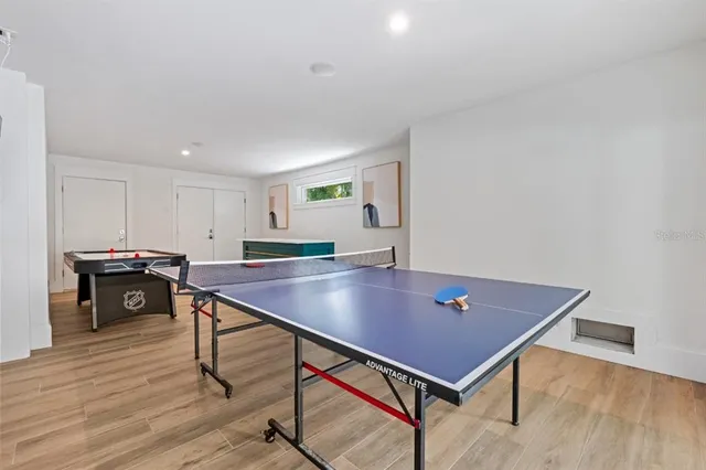 a view of a lake with a yard