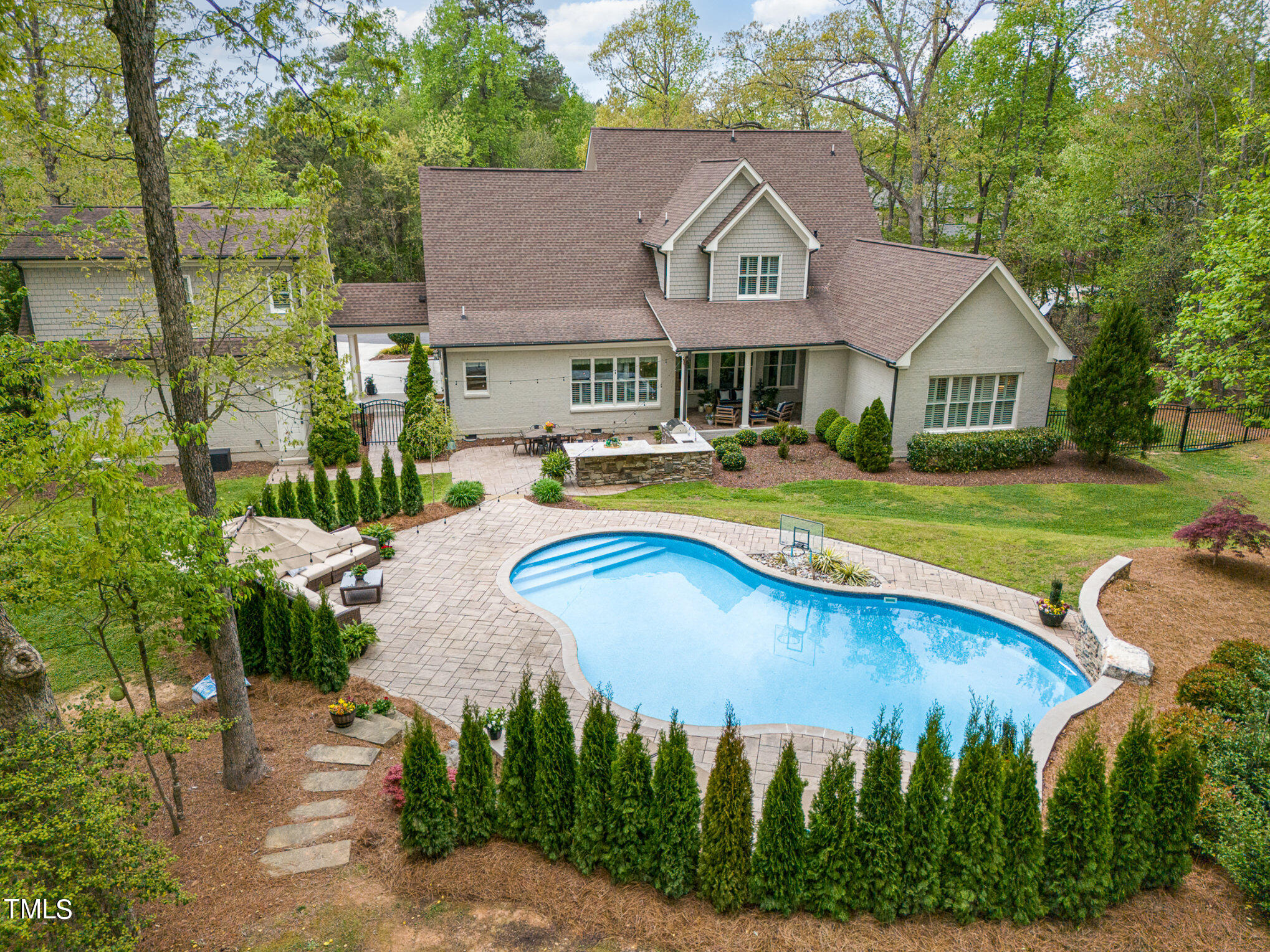 10632 Marion Stone Way Raleigh, NC 27614 - Photo 91 of 95 an aerial view of a house with swimming pool garden and patio