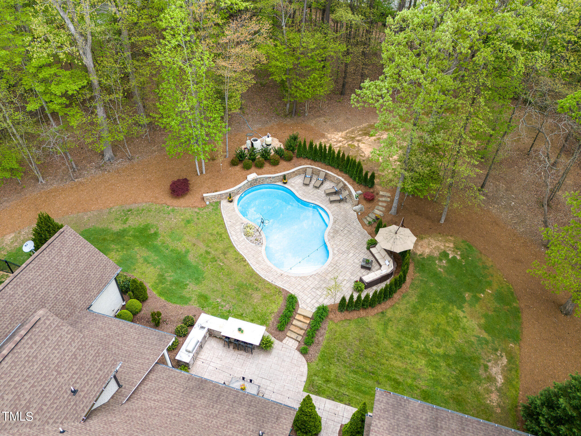 10632 Marion Stone Way Raleigh, NC 27614 - Photo 93 of 95 an aerial view of a house with outdoor space and swimming pool