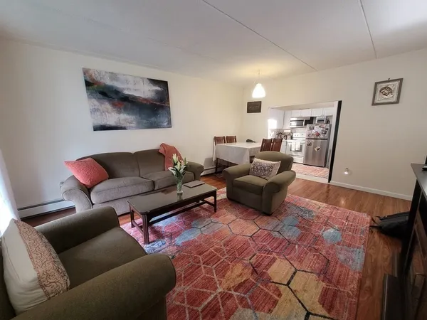 a living room with furniture and a couch