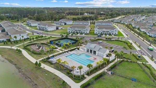 a view of a city and lake