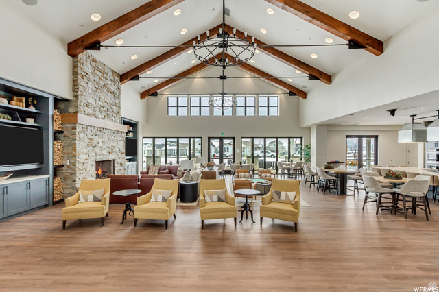 11508 Kitty Hawk Road South Jordan, UT 84009 - Photo 35 of 38 Expansive vaulted ceiling featuring exposed wood beams and recessed lighting