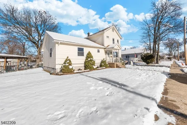 a view of road with large trees