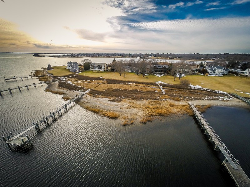 160 Adams Point Road Barrington, RI 02806 - Photo 37 of 40 Aerial view of the dock and the fabulous lot.
