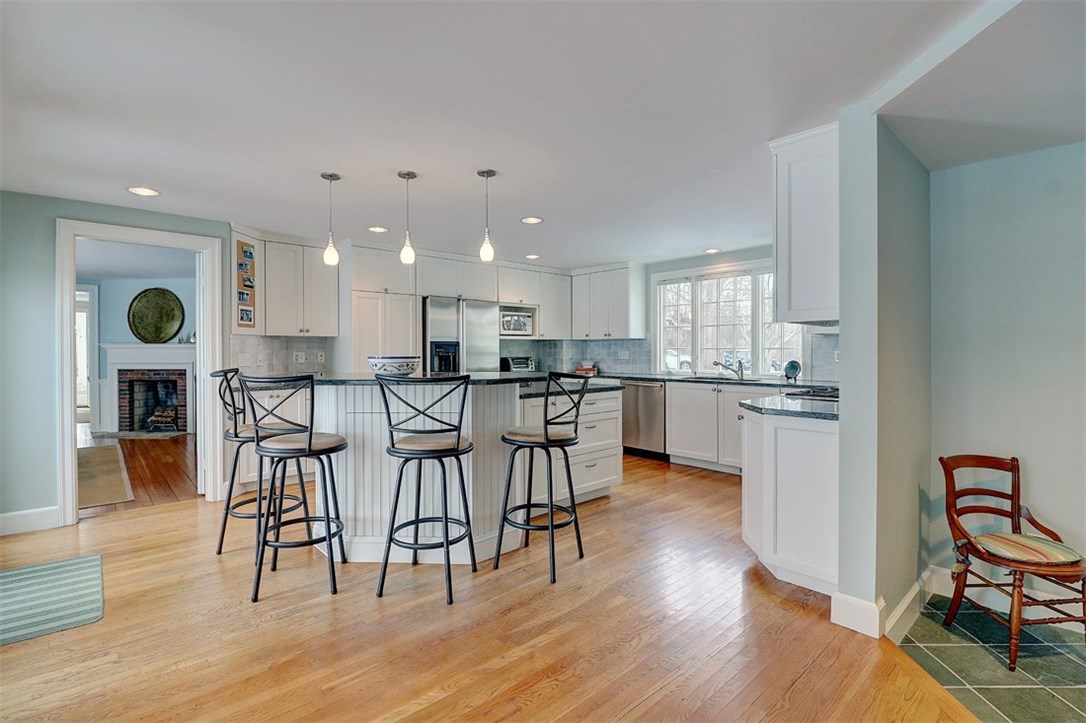 160 Adams Point Road Barrington, RI 02806 - Photo 8 of 40 The remodeled kitchen features an open concept to the great room for fabulous entertaining.