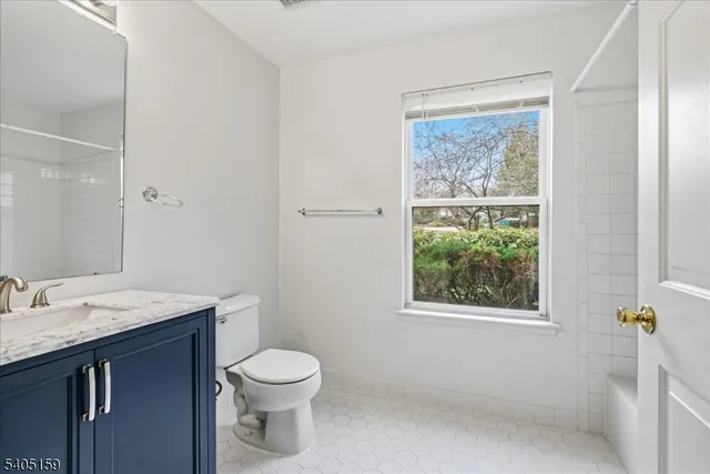 a bathroom with a toilet a sink a window and mirror