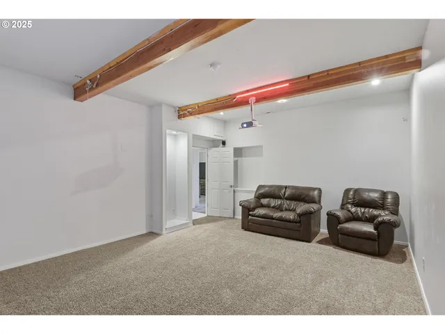 a hallway with a couch