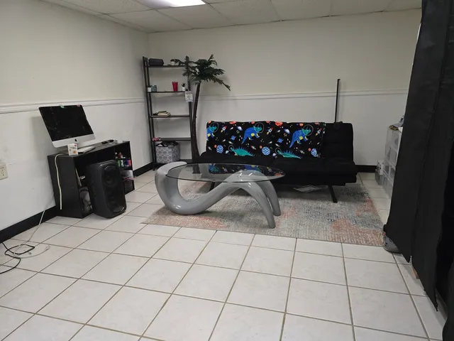 a living room with furniture