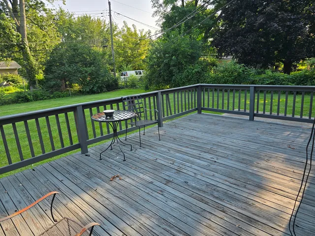 a view of wooden deck