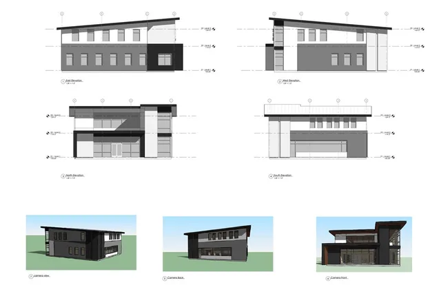 an aerial view of multiple house