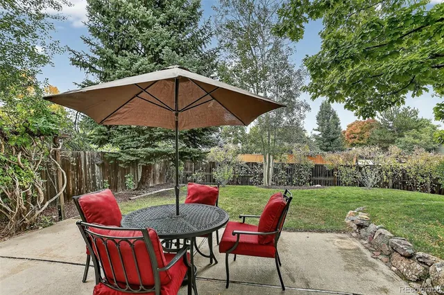 a outdoor view with a seating space