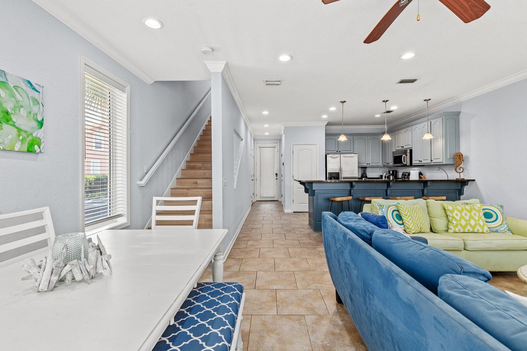 156 Southfields Road Panama City Beach, FL 32413 - Photo 14 of 35 a living room with furniture and kitchen view