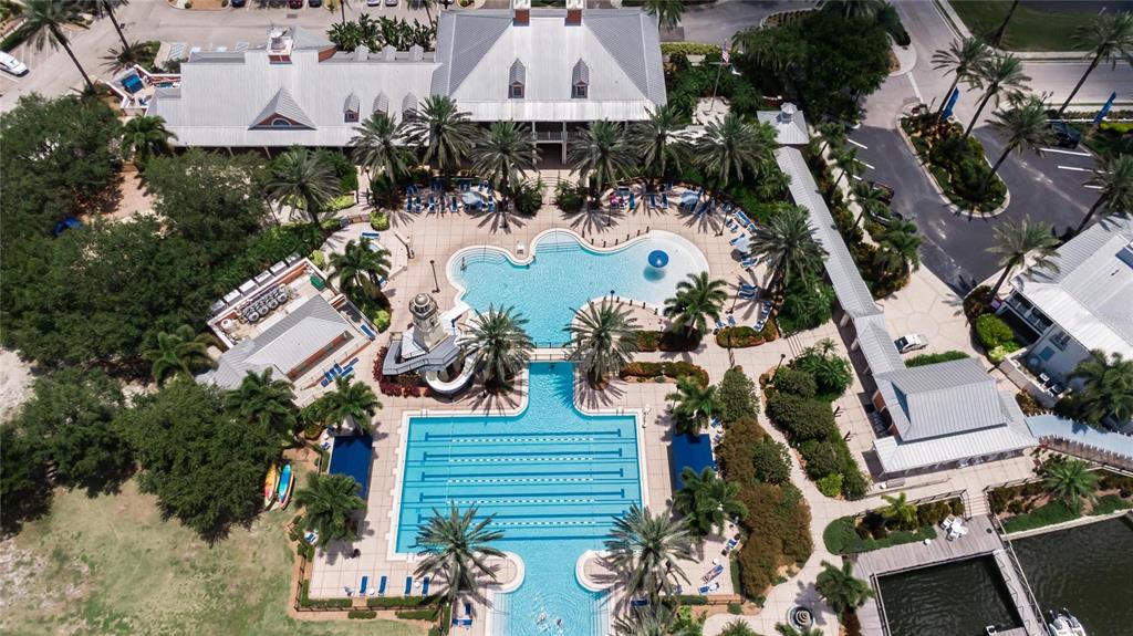 5975 Blakeney Loop Apollo Beach, FL 33572 - Photo 99 of 100 an aerial view of a house with yard swimming pool and outdoor seating