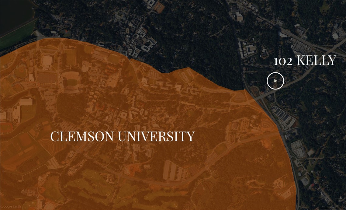 102 Kelly Road Clemson, SC 29631 - Photo 15 of 18 This map highlights the property's advantageous proximity to a prominent university campus.
