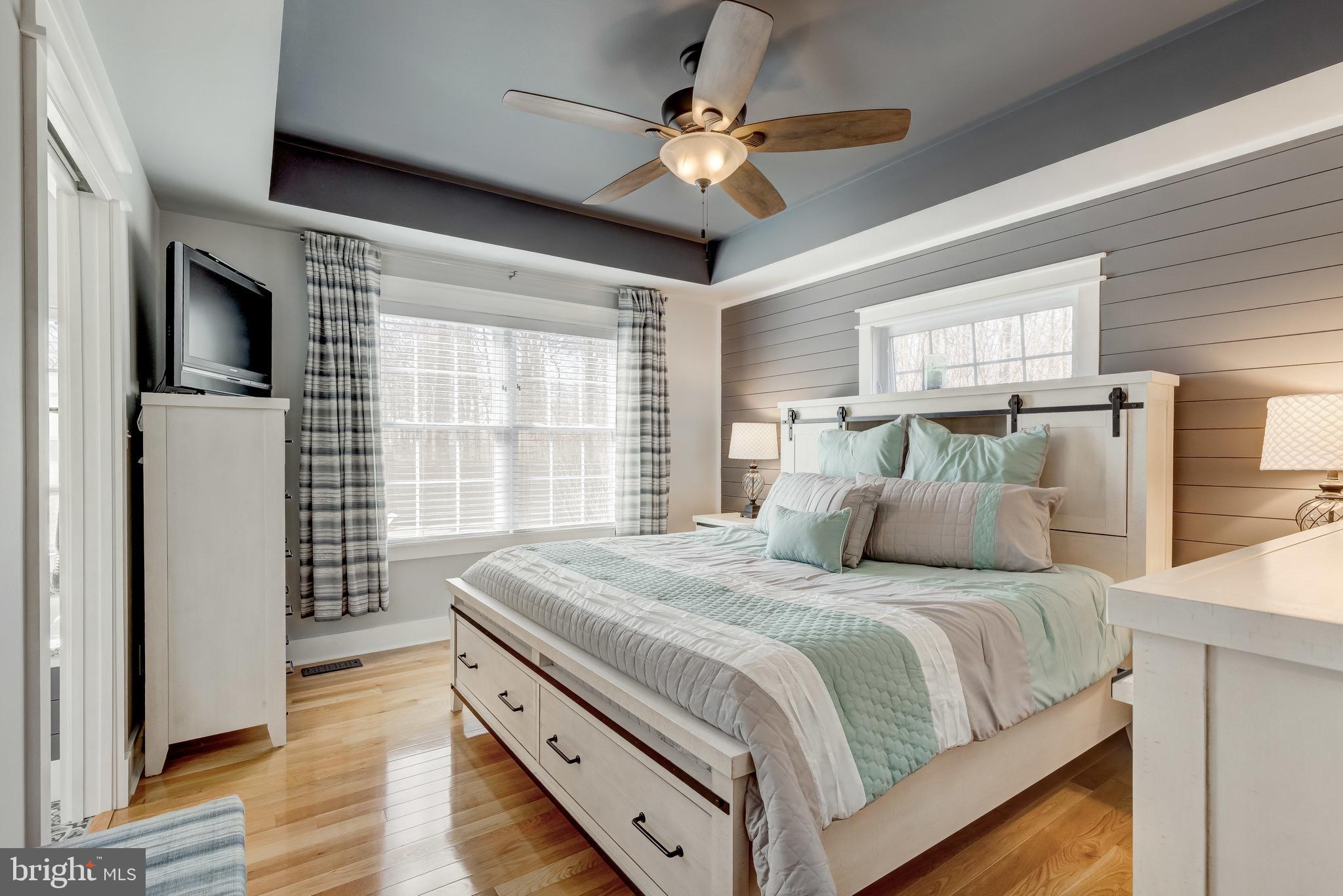 Master bedroom with tray ceiling