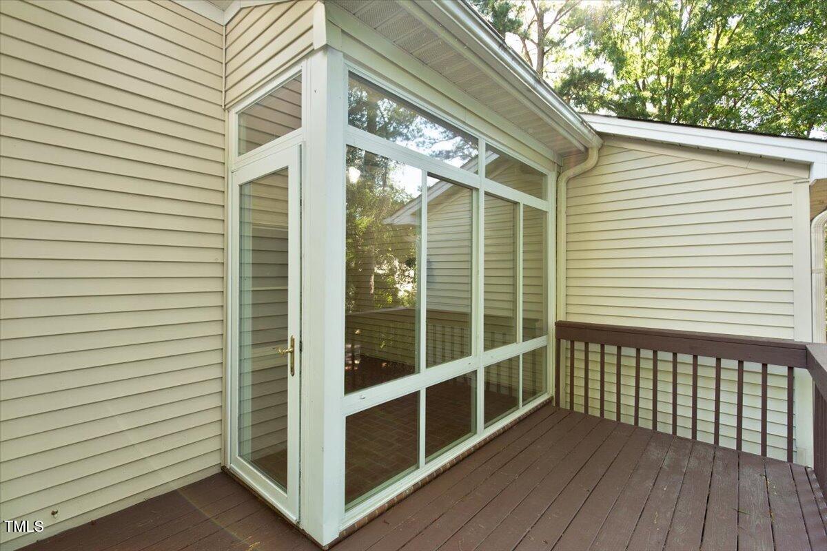 411 Brampton Close Pittsboro, NC 27312 - Photo 42 of 71 a view of a porch with wooden floor