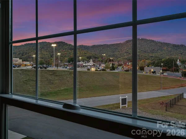 a view of a street from a window