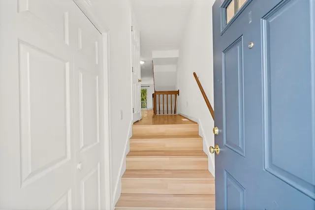 a view of staircase with white walls and white walls