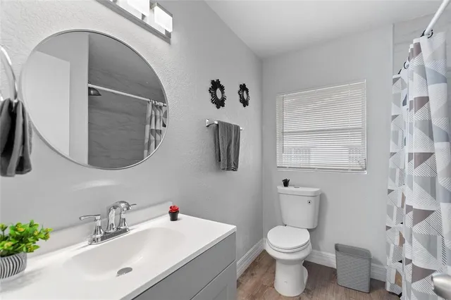 a bathroom with a toilet a sink and mirror