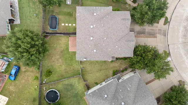 an aerial view of a house