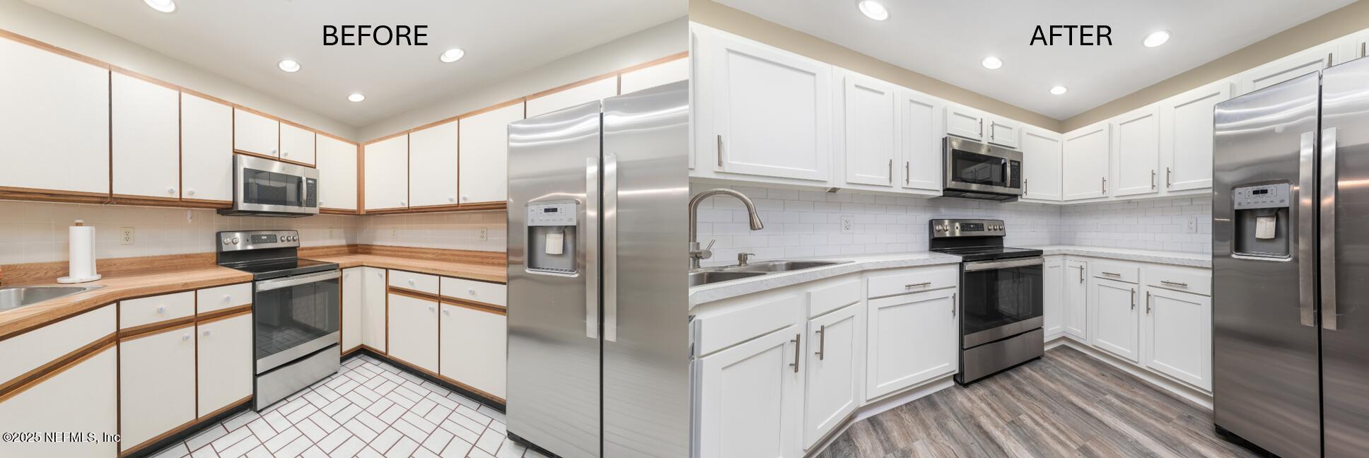 85 Debarry Avenue, Unit 3021 Orange Park, FL 32073 - Photo 5 of 35 a kitchen with stainless steel appliances a refrigerator sink and microwave