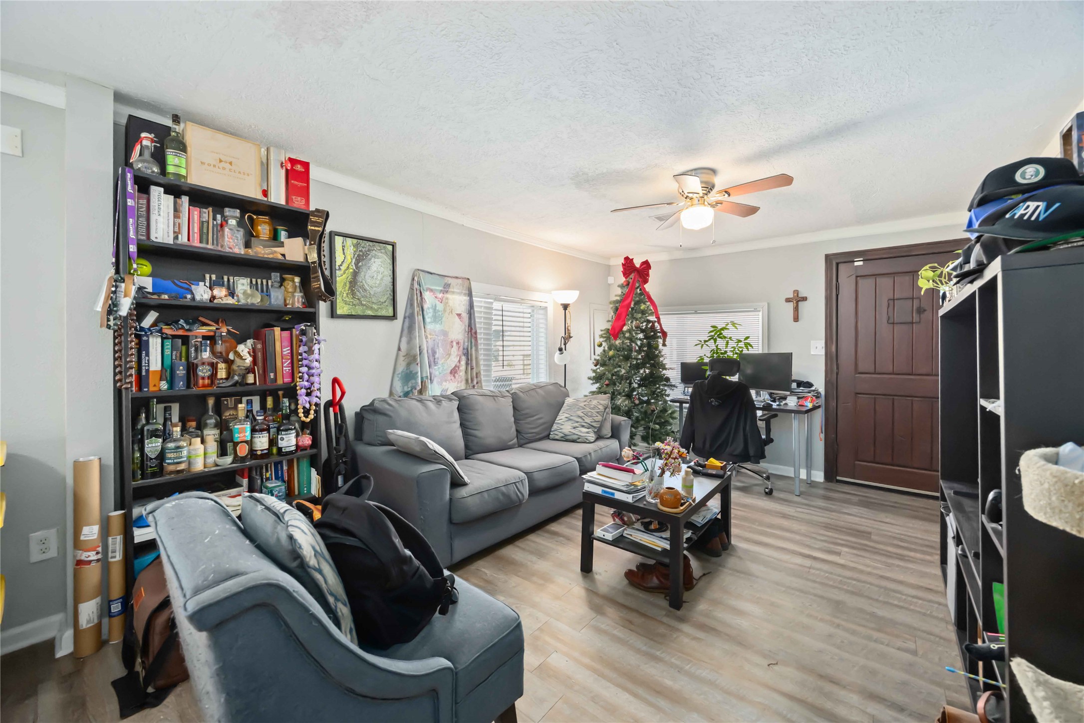 3710 Bremond Street Houston, TX 77004 - Photo 6 of 30 a living room with furniture a bookshelf and a potted plant