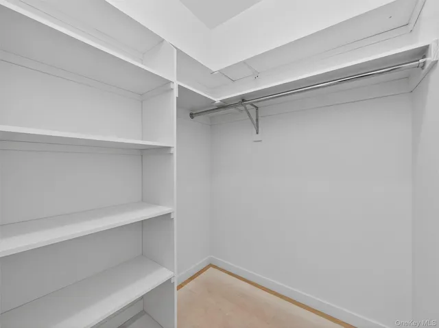 a view of an empty walk in closet