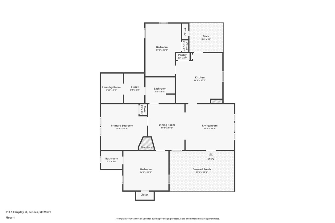 314 South Fairplay Street Seneca, SC 29678 - Photo 50 of 50 This detailed floor plan offers a clear layout of the home's single level living spaces.