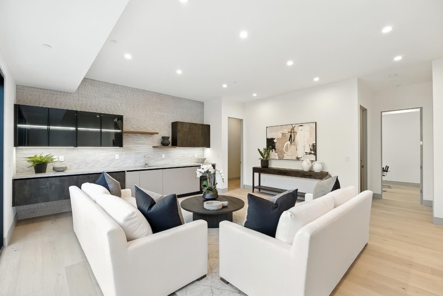 1127 Hillslope Place Los Altos, CA 94024 - Photo 47 of 70 a living room with furniture and kitchen view