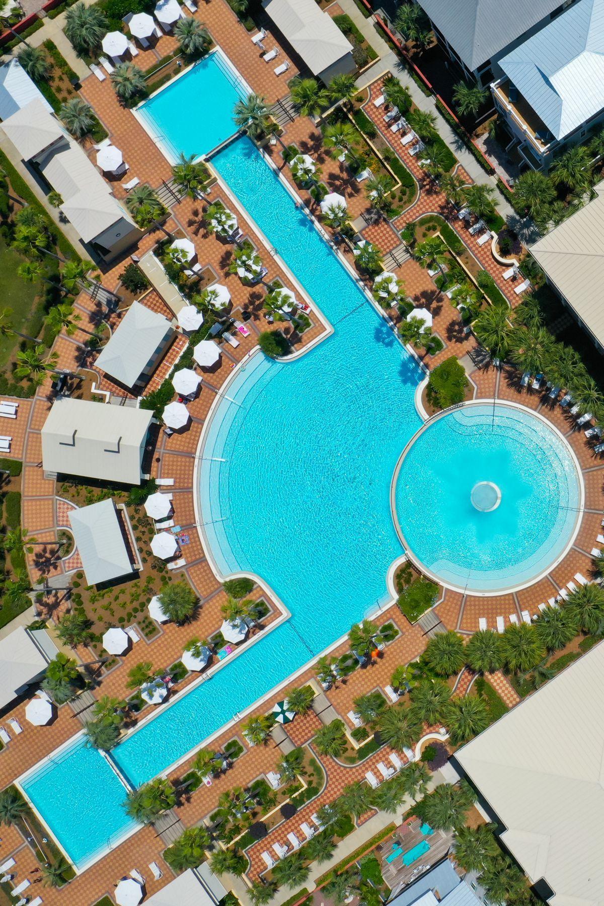 Lot 9 Beachcomber Ln Inlet Beach Inlet Beach, FL 32461 - Photo 9 of 20 an aerial view of a pool a playground patio swimming pool and outdoor seating