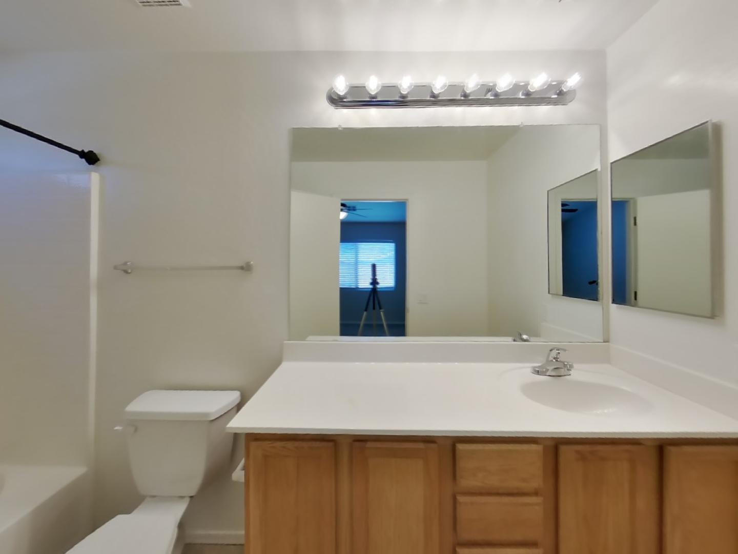 3194 West Tanner Ranch Road San Tan Valley, AZ 85144 - Photo 10 of 15 a bathroom with a sink a toilet a mirror and shower