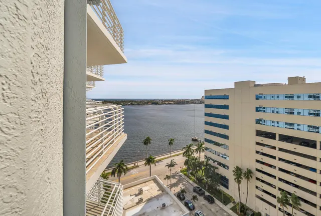 a view of a balcony with an outdoor space