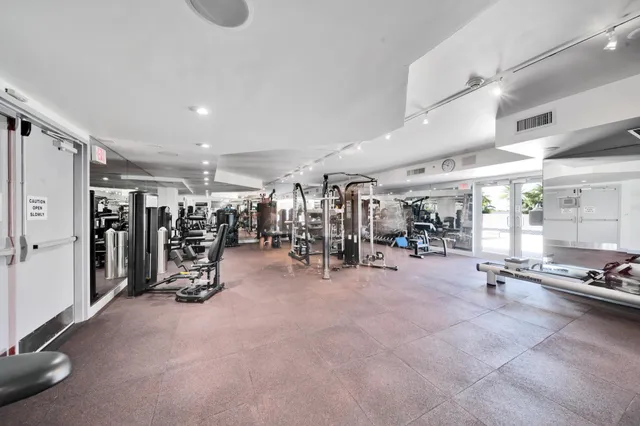 a view of a room with gym equipment