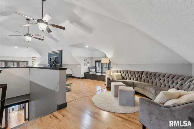 an aerial view of a house with a garden
