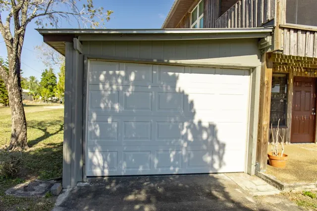 a view of a wooden door
