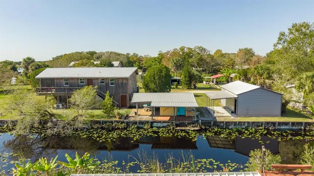 an aerial view of a house