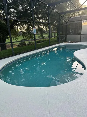 a view of a park with large trees