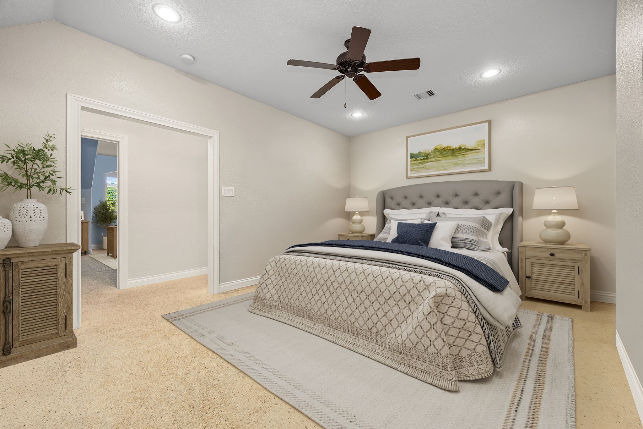 13506 Stagecoach Road Magnolia, TX 77355 - Photo 26 of 37 a bedroom with a bed and a chandelier